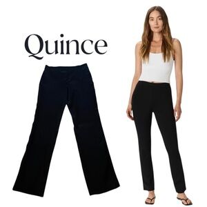 Quince Ultra-stretch Ponte Straight Leg Pull-on Black Pants Size M